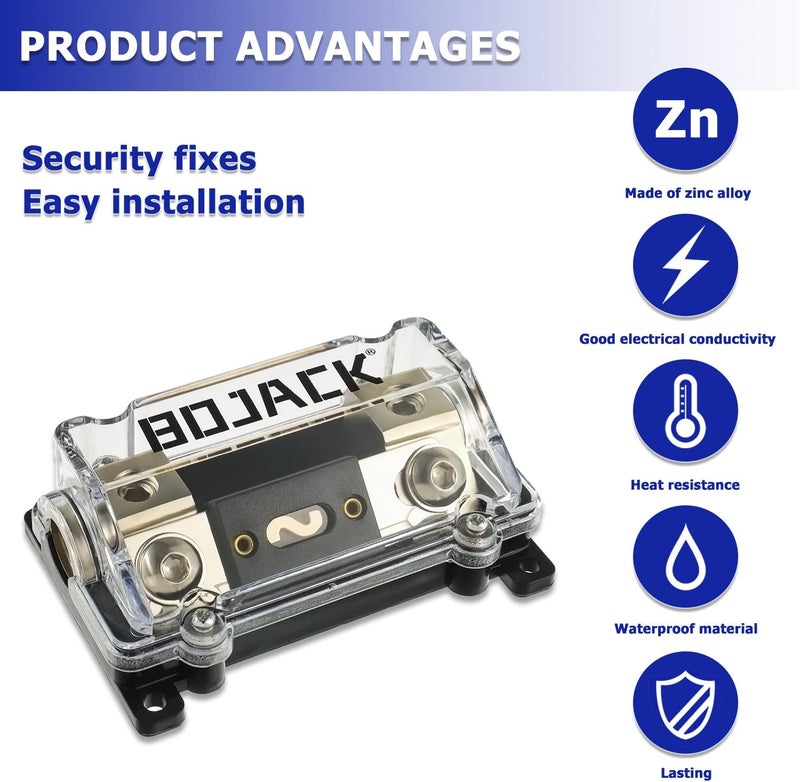 BOJACK 0/2/4 Gauge AWG in-Line ANL Fuse Holder with 500 Amp Fuse No Wire Terminals Needed Inline Fuse Holder with Insulating Cover, Automotive 4, 2, 0 Gauge Fuse Block - Image 4